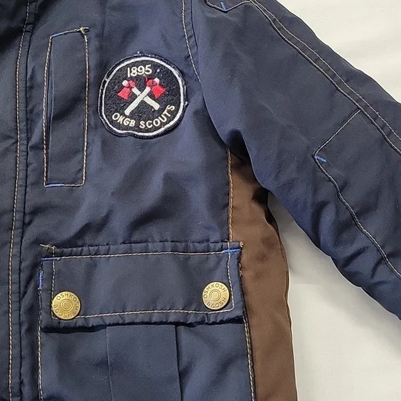 Oshkosh B’gosh Navy Blue Hooded Jacket Winter Coat Full Zip Kids Boys 3T - Picture 4 of 10